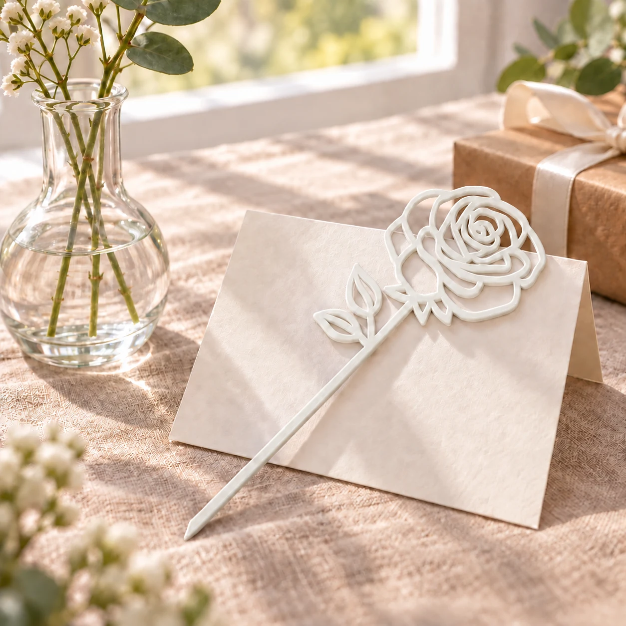 Customizable Rose Set with Name & Message Spaces · Blanco · Visualización digital
