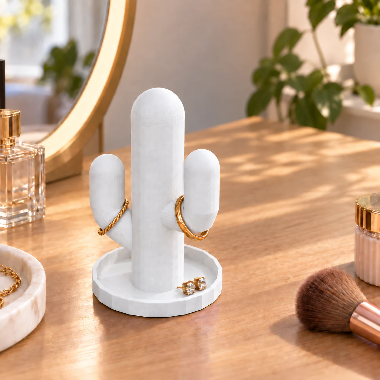 cactus ring holder · Blanco · Visualización digital