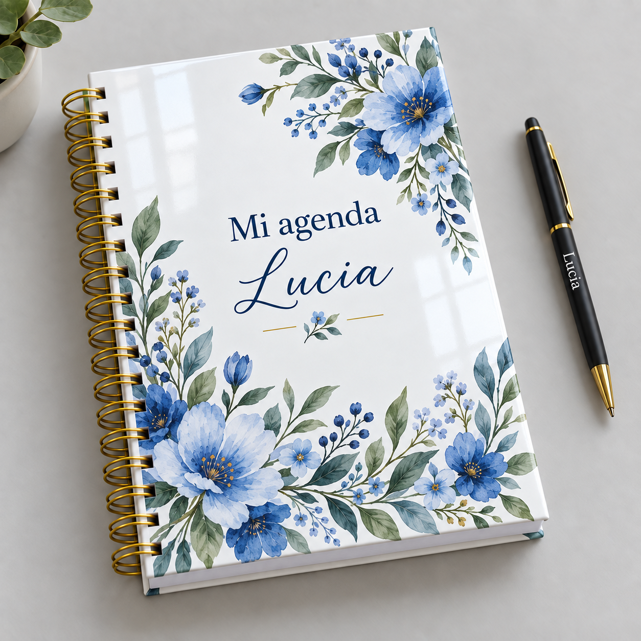 Mockup ilustrativo: Flores azules acuarela