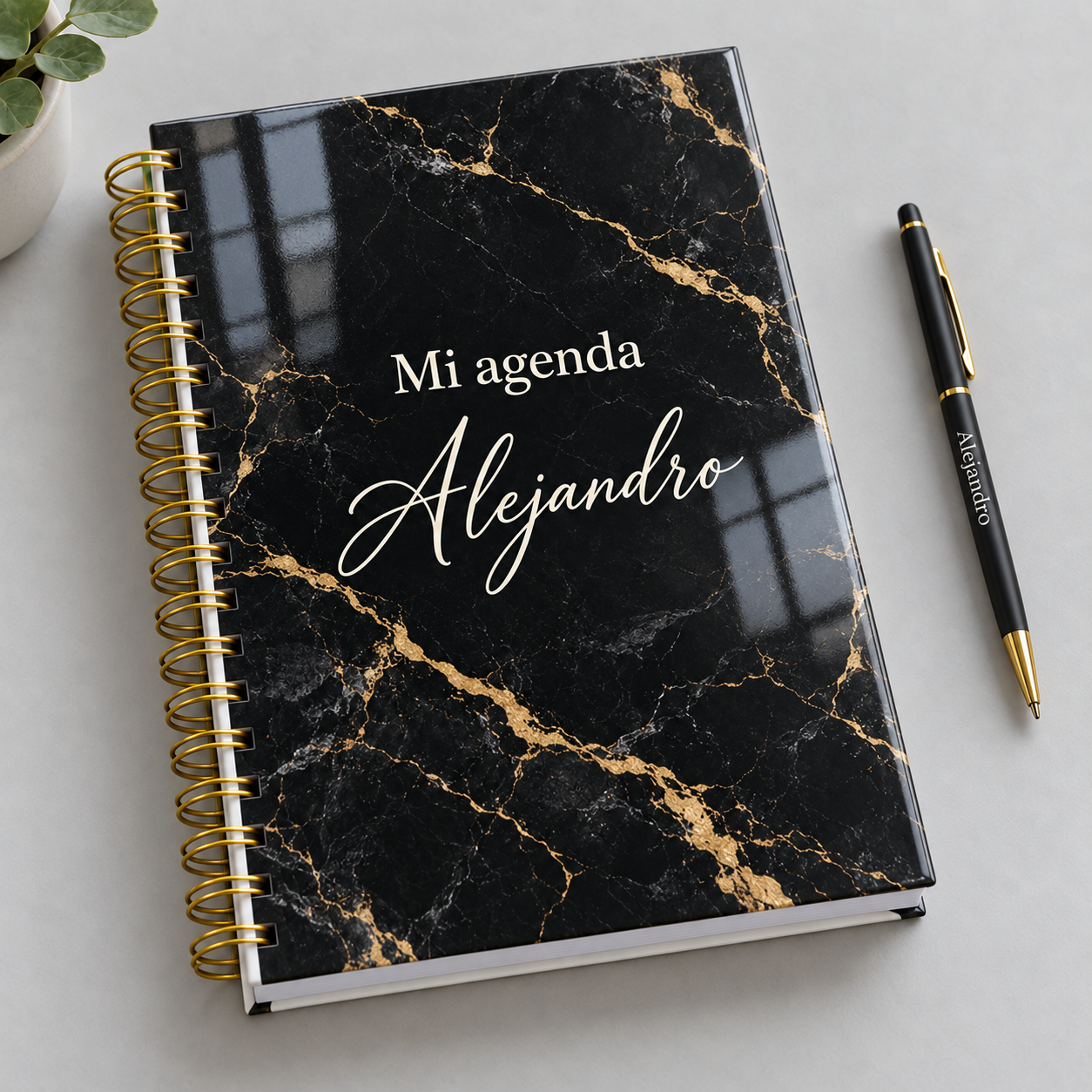 Mockup ilustrativo: Marmol negro vetas doradas impresas