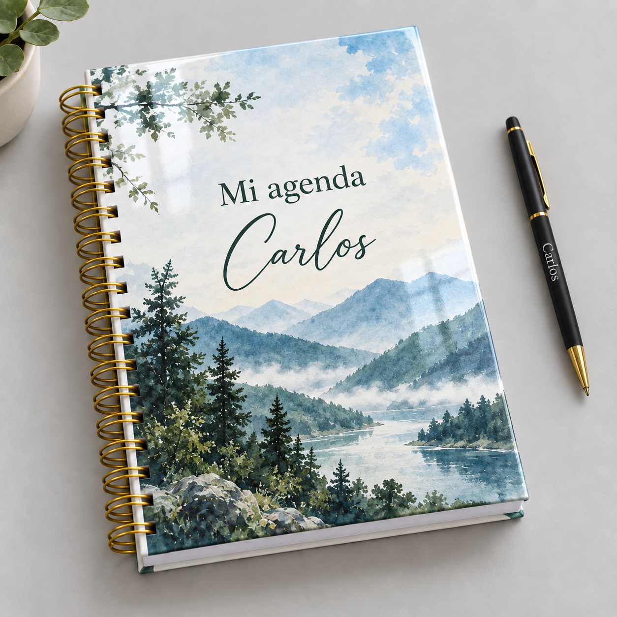 Mockup ilustrativo: Paisaje montanas acuarela