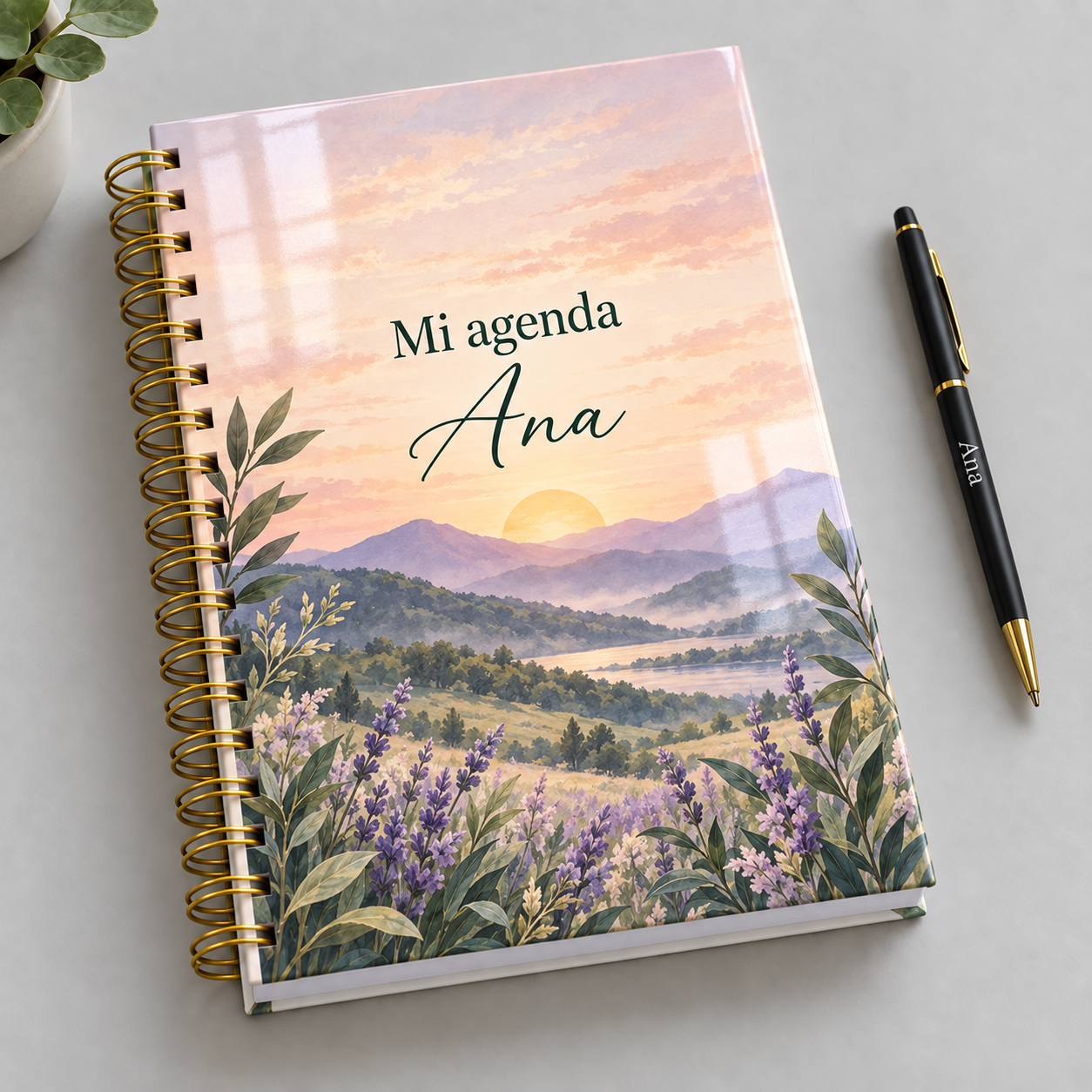 Mockup ilustrativo: Amanecer montanas