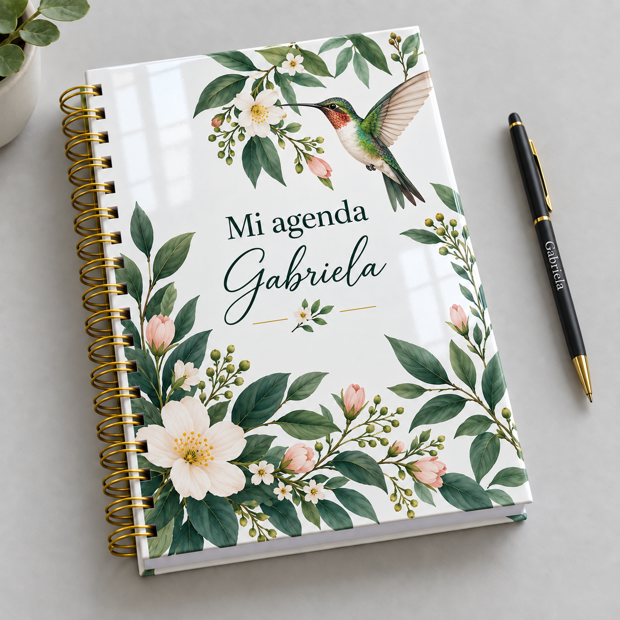 Mockup ilustrativo: Colibri y follaje