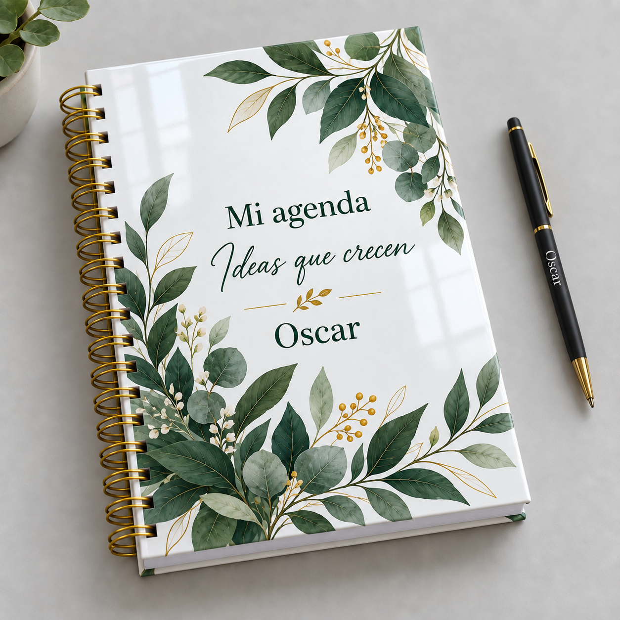 Mockup ilustrativo: Ideas que crecen con hojas