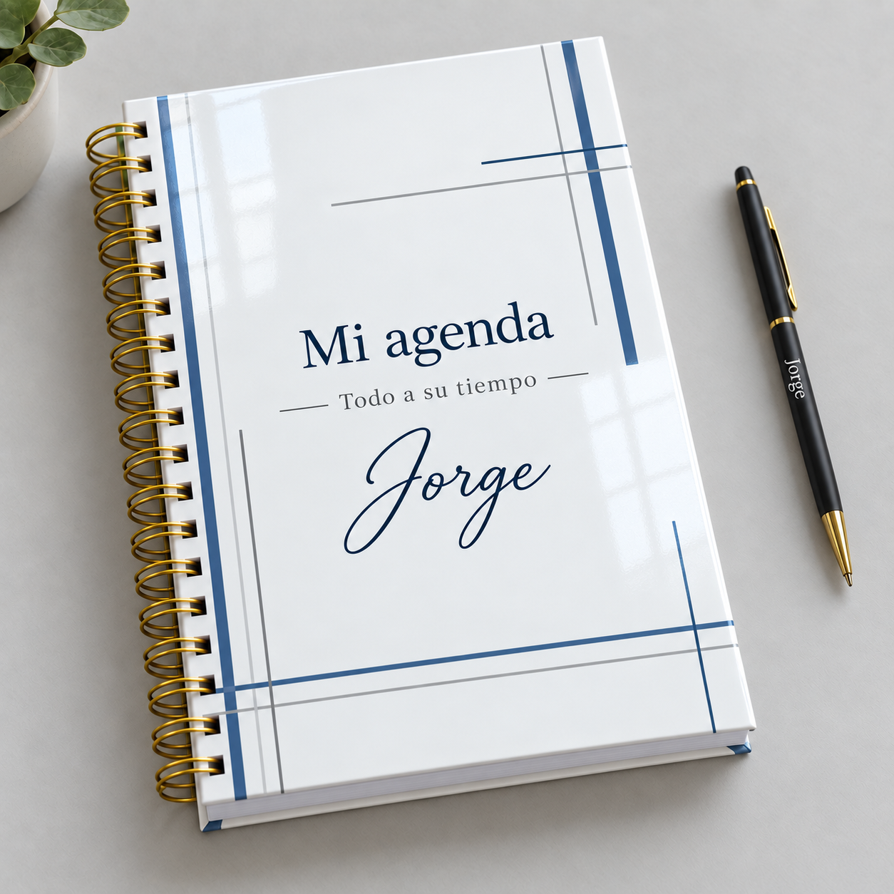 Mockup ilustrativo: Todo a su tiempo con lineas sobrias