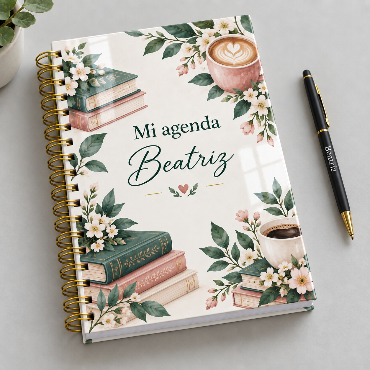 Mockup ilustrativo: Libros y cafe ilustrados