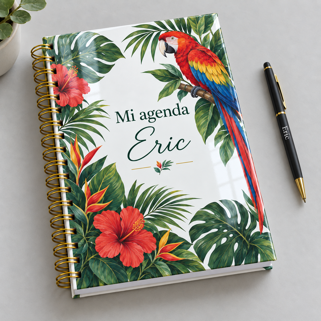 Mockup ilustrativo: Honduras naturaleza con macaw original y plantas