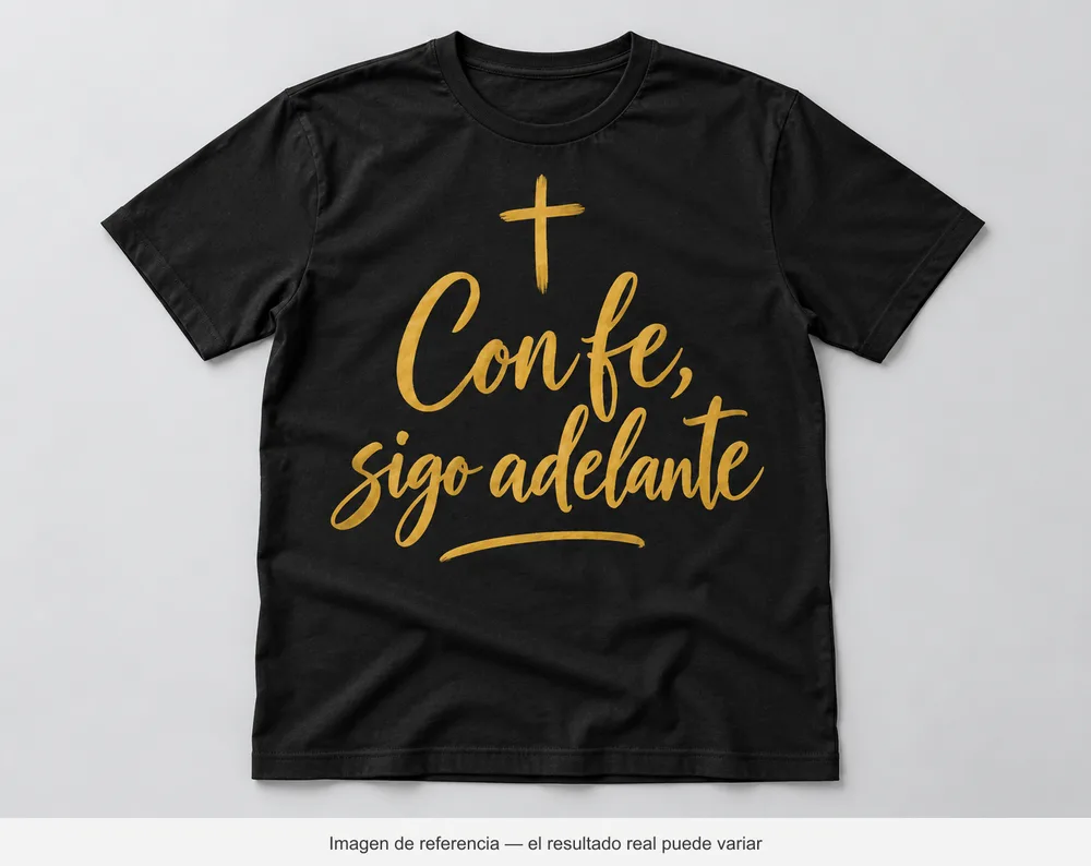 Mockup ilustrativo: Con fe, sigo adelante