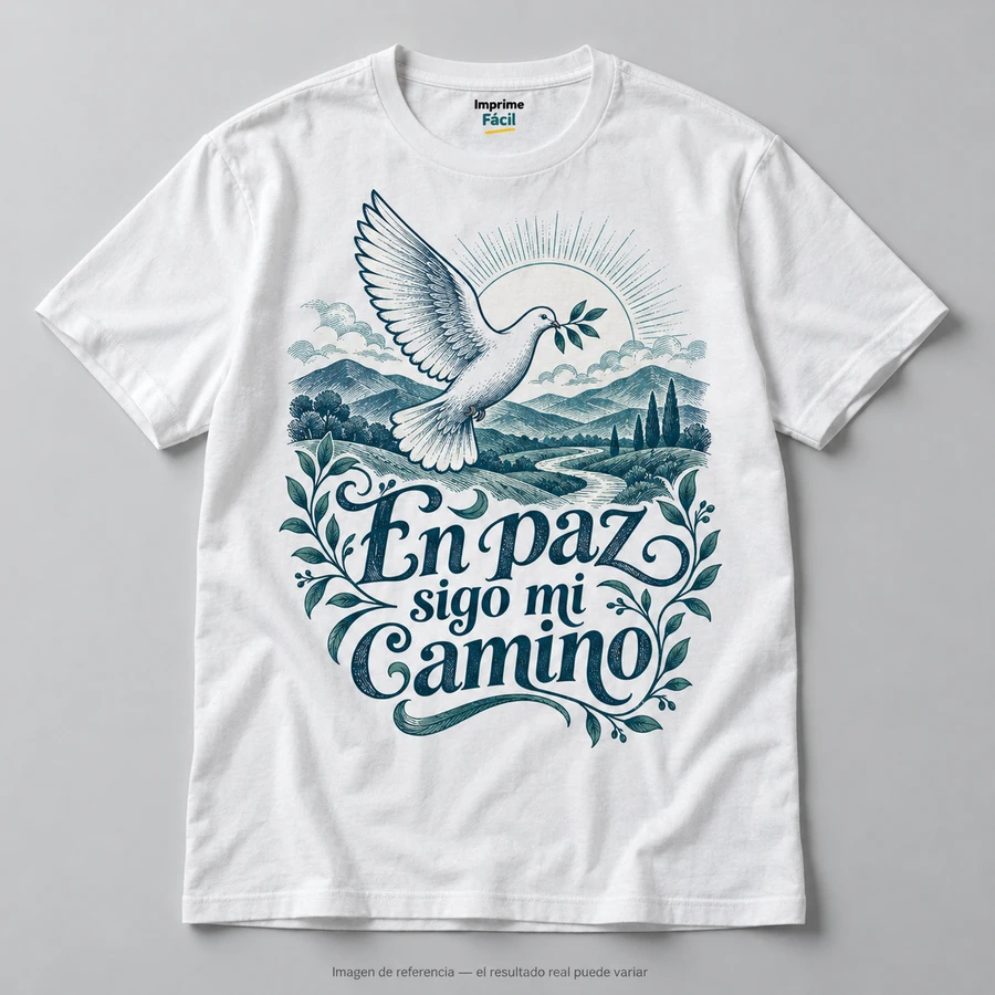 Mockup ilustrativo: En paz sigo mi camino