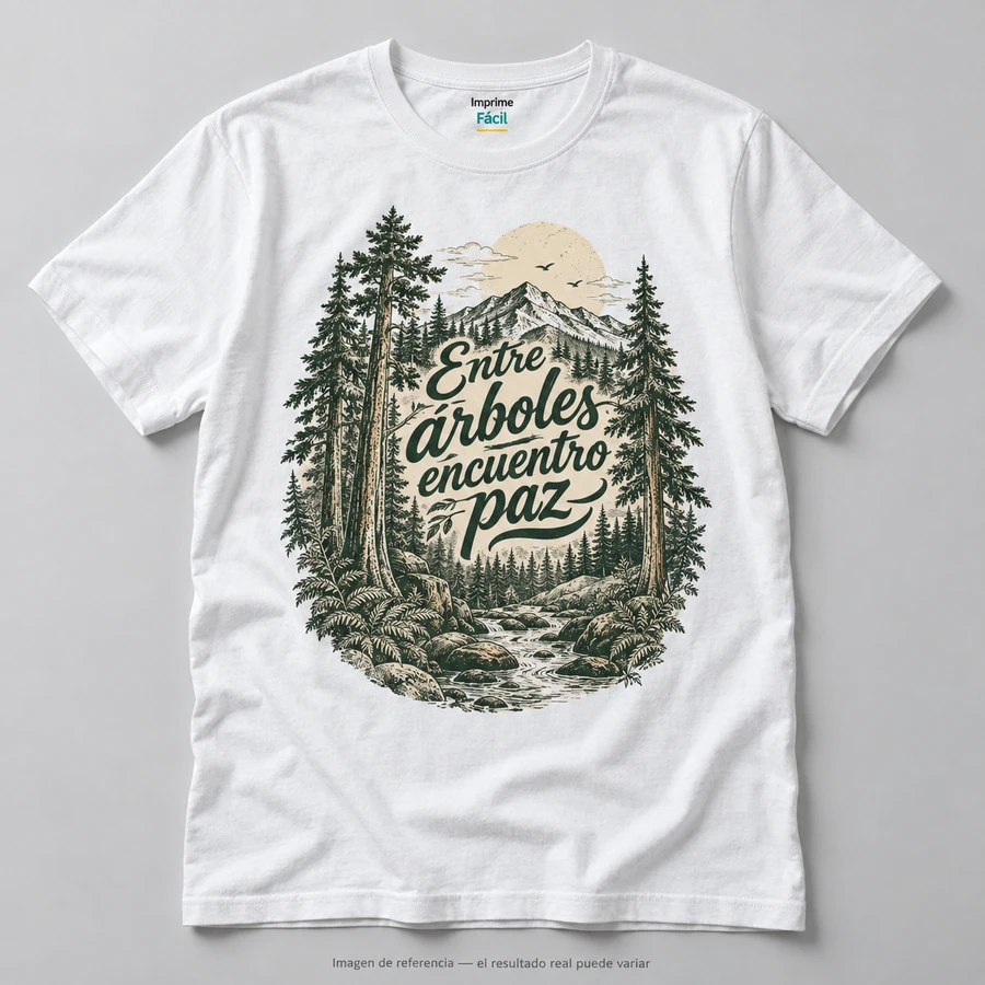 Mockup ilustrativo: Entre árboles encuentro paz