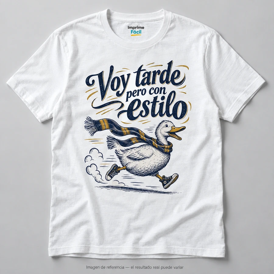 Mockup ilustrativo: Voy tarde pero con estilo