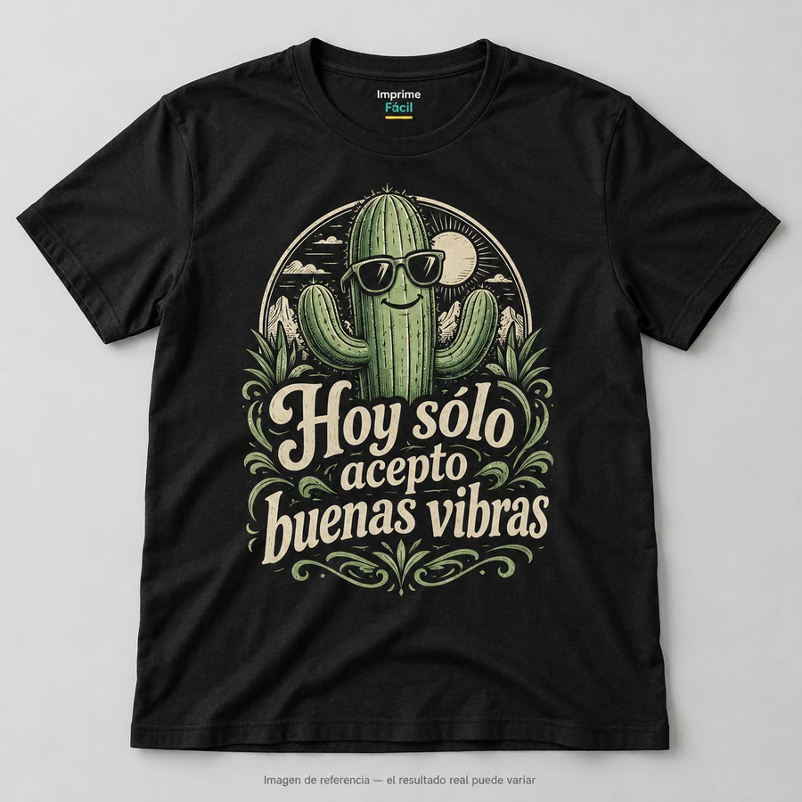 Mockup ilustrativo: Hoy sólo acepto buenas vibras