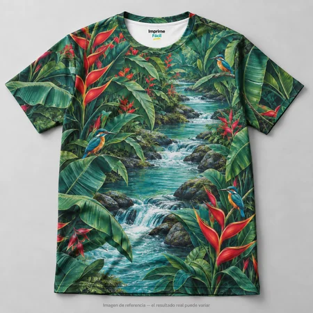 Mockup ilustrativo: Río entre hojas