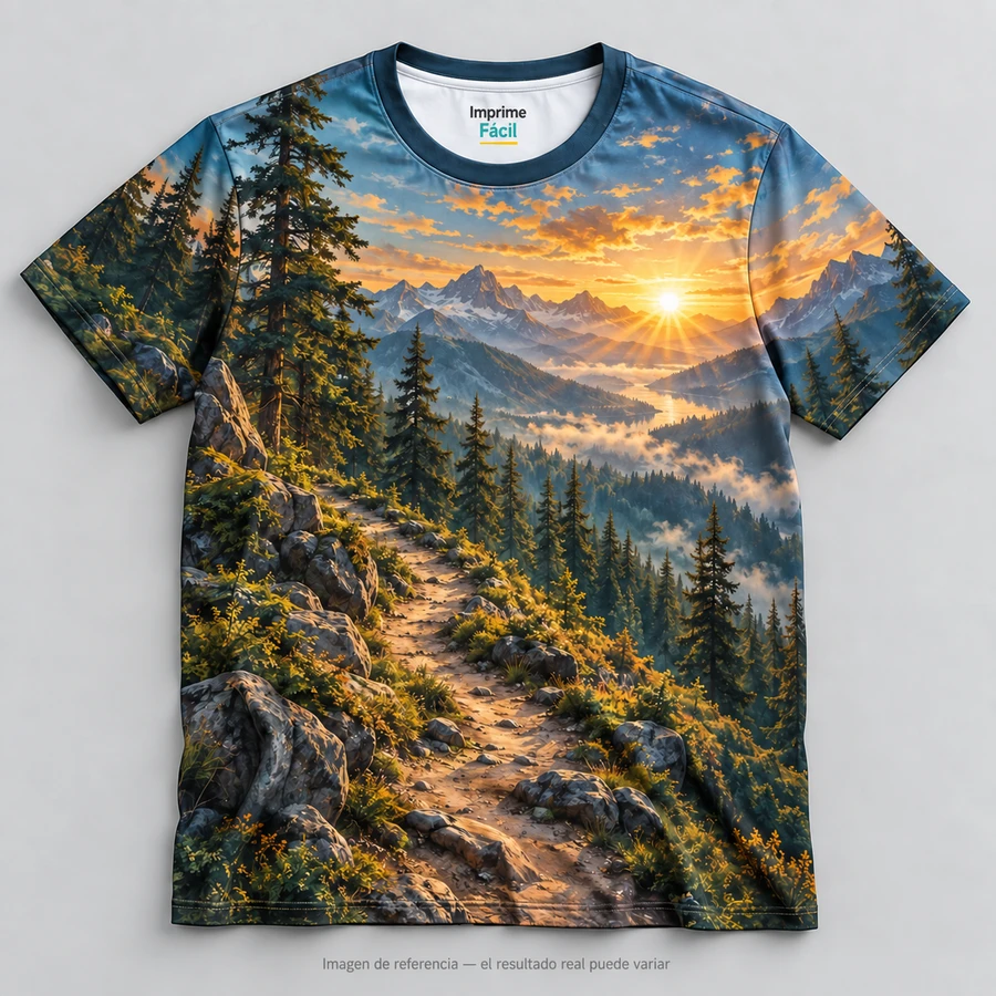 Mockup ilustrativo: Sendero al amanecer