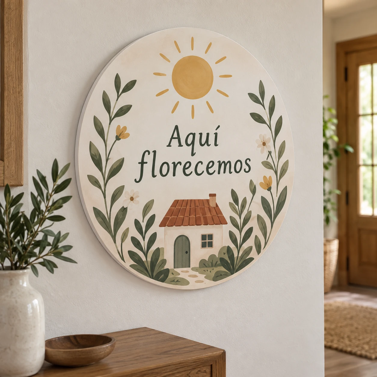 Mockup ilustrativo: Aquí florecemos