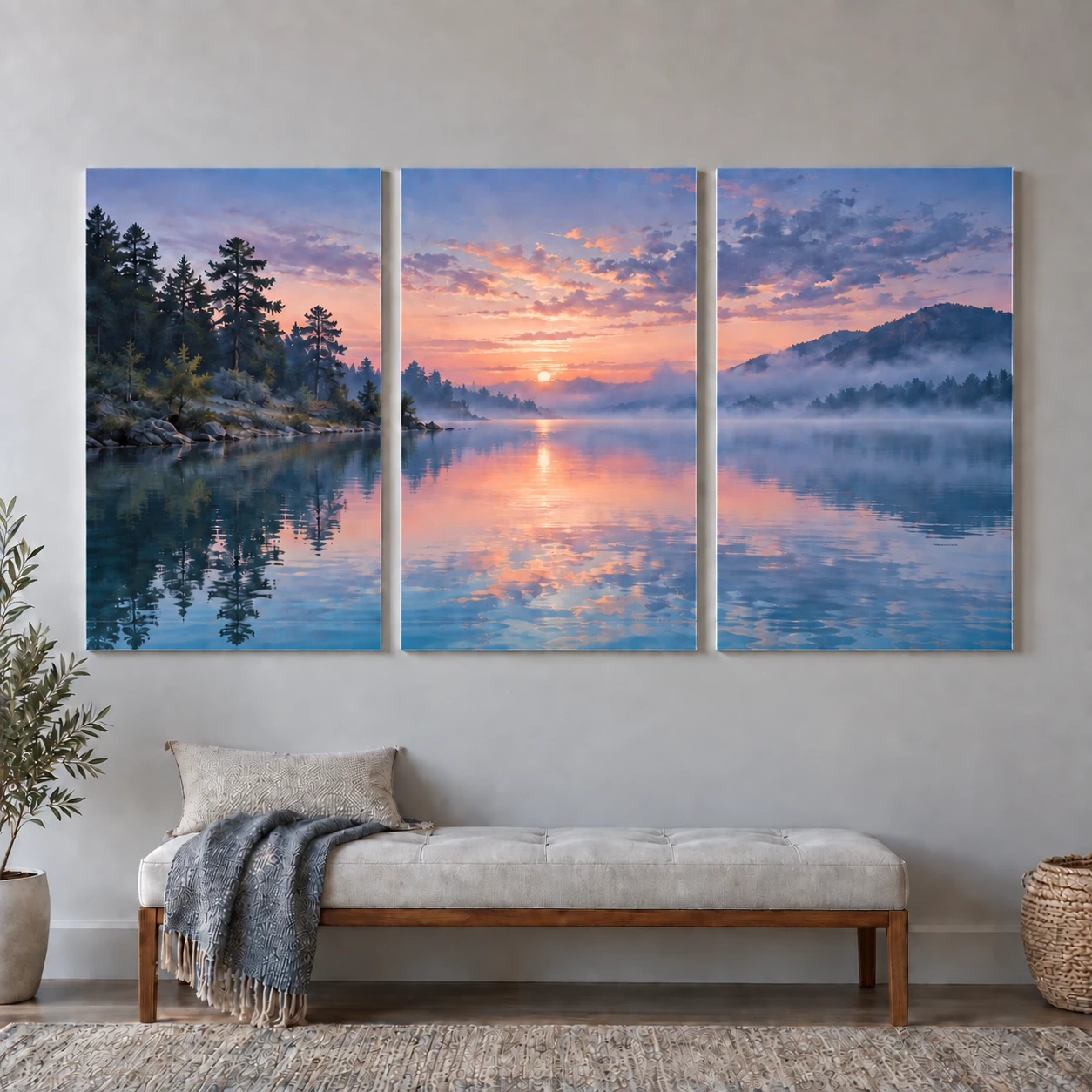 Mockup ilustrativo: Lago de madrugada