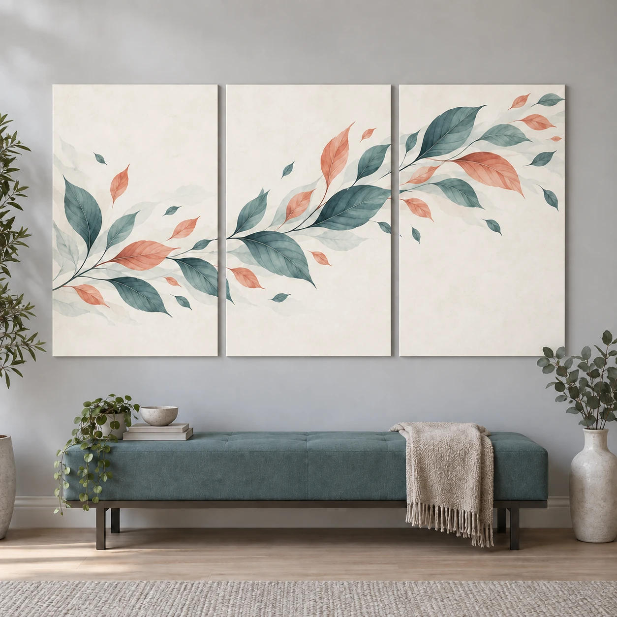 Mockup ilustrativo: Hojas en danza
