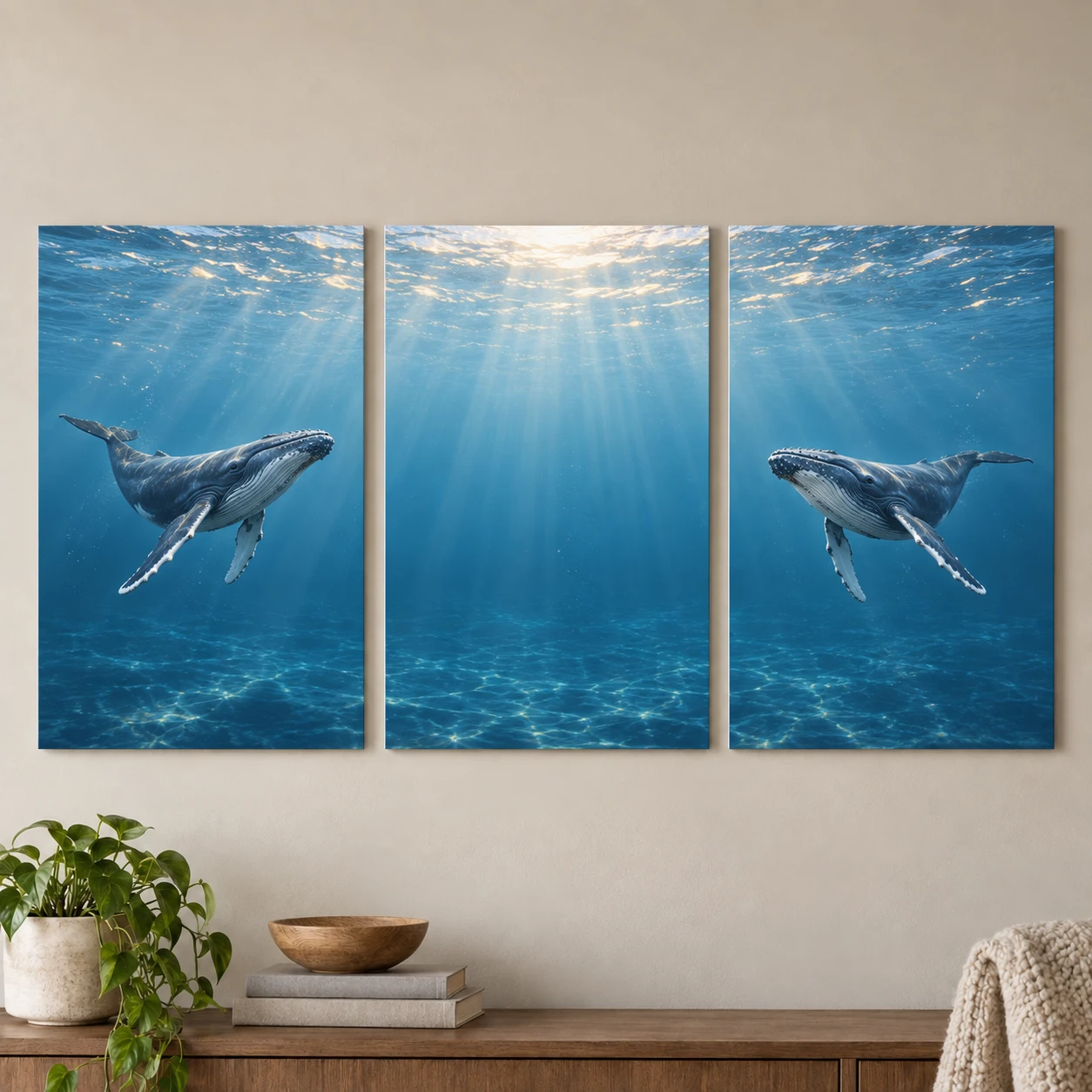 Mockup ilustrativo: Ballenas en profundidad