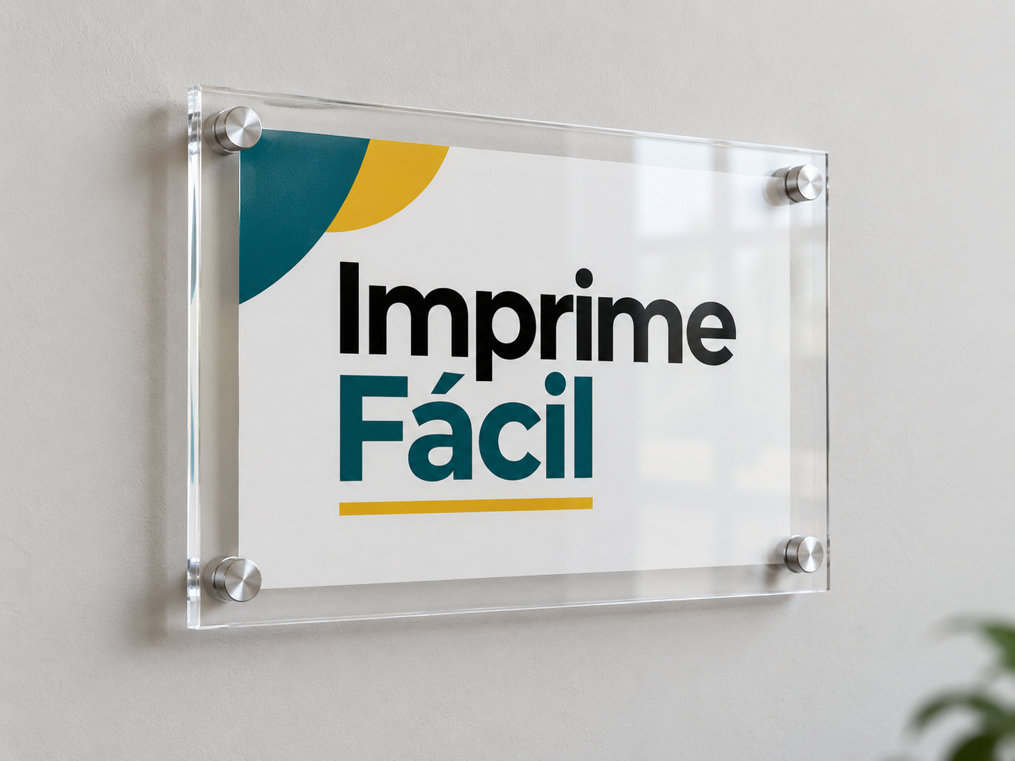 Mockup ilustrativo: Acrílico transparente con vinil