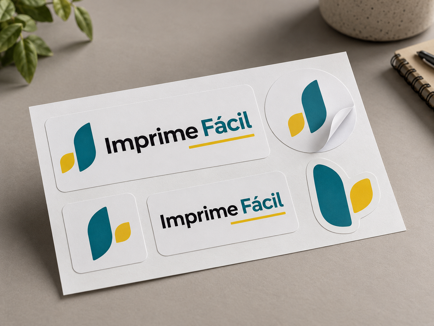 Mockup ilustrativo: Etiquetas adhesivas troqueladas