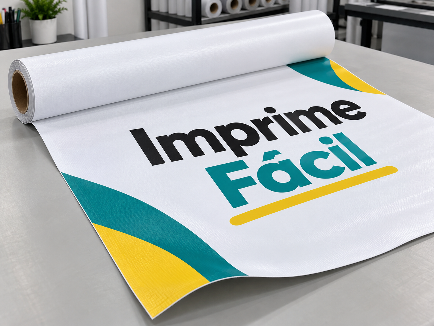 Mockup ilustrativo: Lona impresa