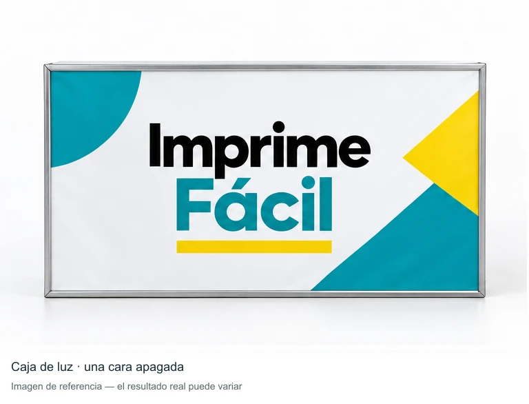 Mockup ilustrativo: Caja de luz de una cara · Vista 1 de 3