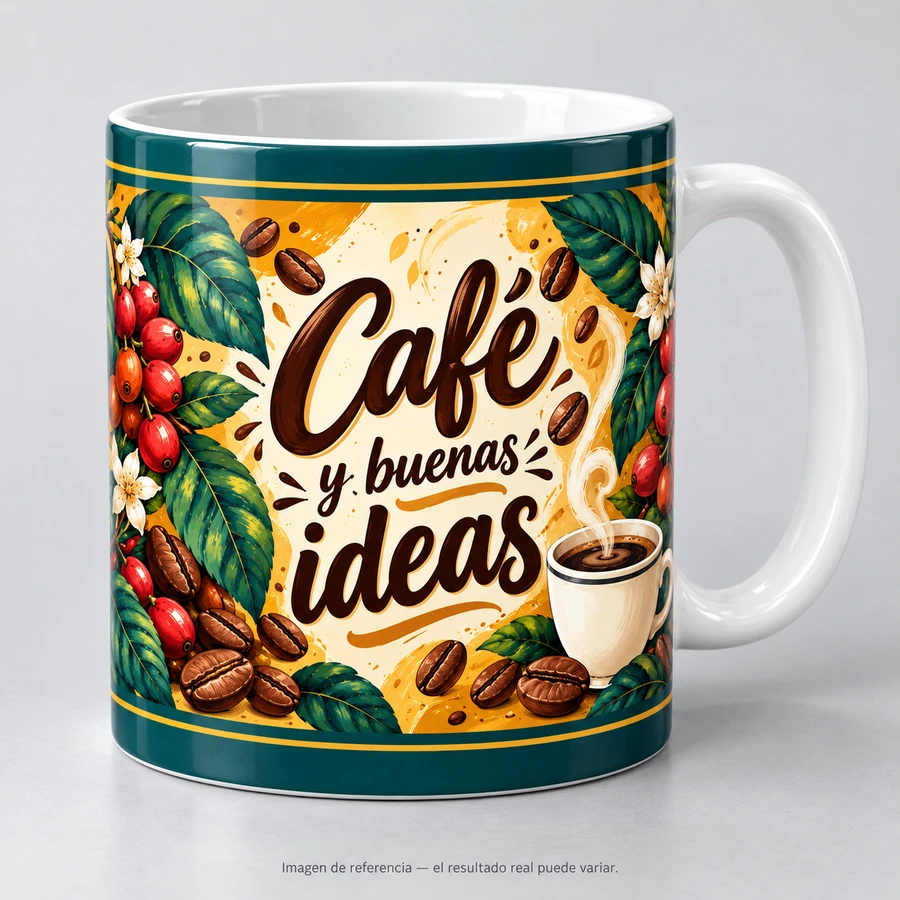 Mockup ilustrativo: Café y buenas ideas