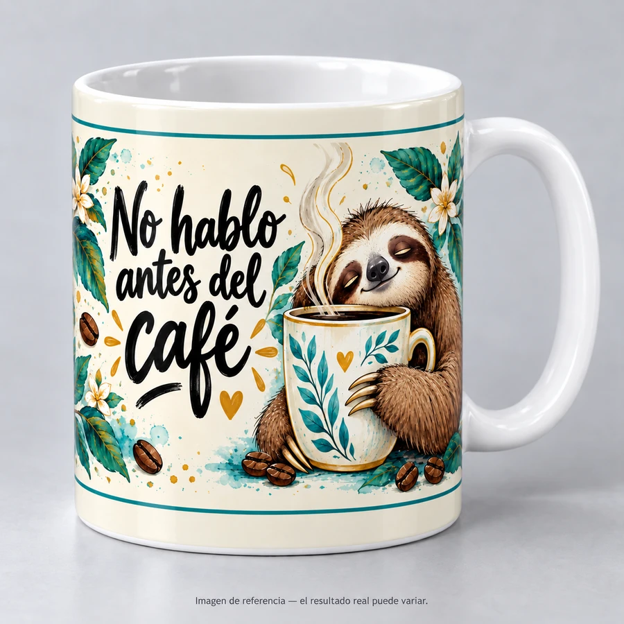 Mockup ilustrativo: No hablo antes del café