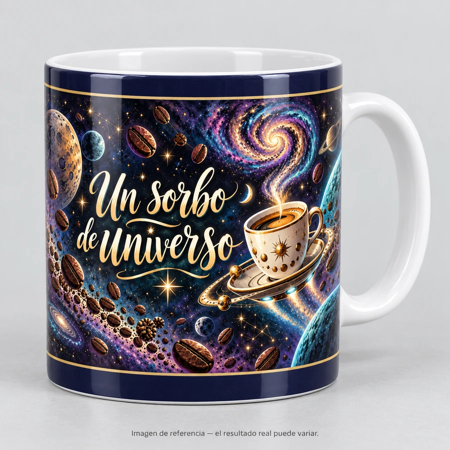 Mockup ilustrativo: Un sorbo de universo