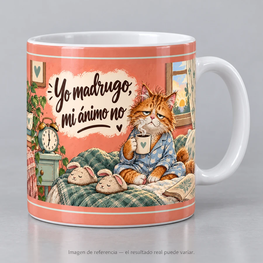 Mockup ilustrativo: Yo madrugo, mi ánimo no