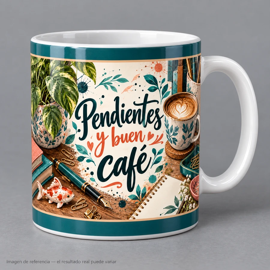 Mockup ilustrativo: Pendientes y buen café
