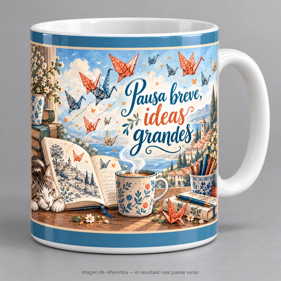Mockup ilustrativo: Pausa breve, ideas grandes
